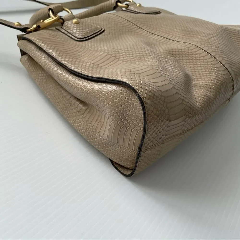 Talbots leather satchel purse magnetic closure w/ embossed snakeskin pattern